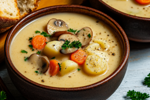 Suppe mit Pilzen