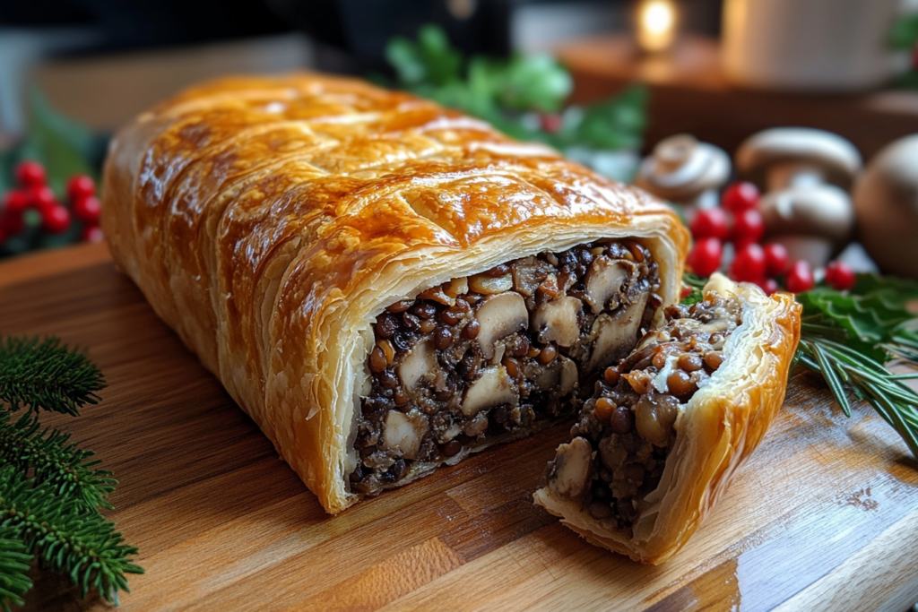 Veganer Wellington mit Linsen und Pilzen
