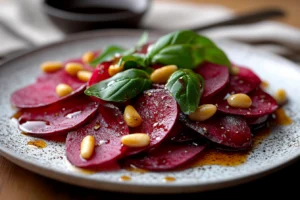 Rote-Bete-Carpaccio mit Basilikum