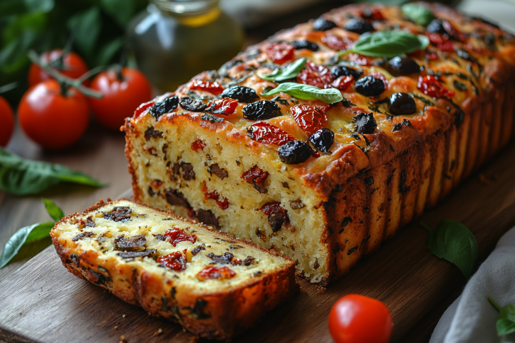 Kuchen aus Tomaten und Oliven