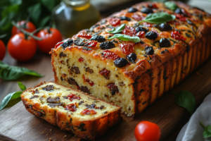 Kuchen aus Tomaten und Oliven