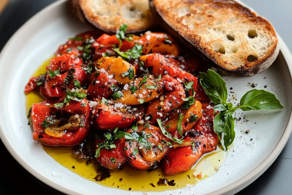 Paprika mariniert mit Knoblauch