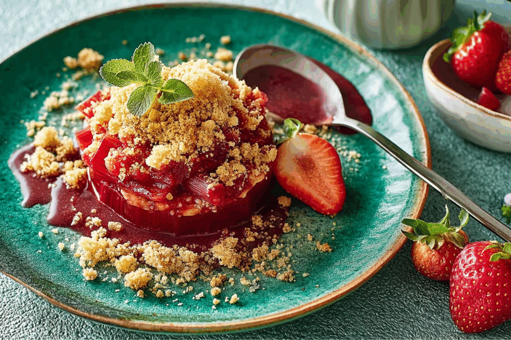 Crumble mit kandiertem Rhabarber