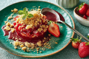 Crumble mit kandiertem Rhabarber