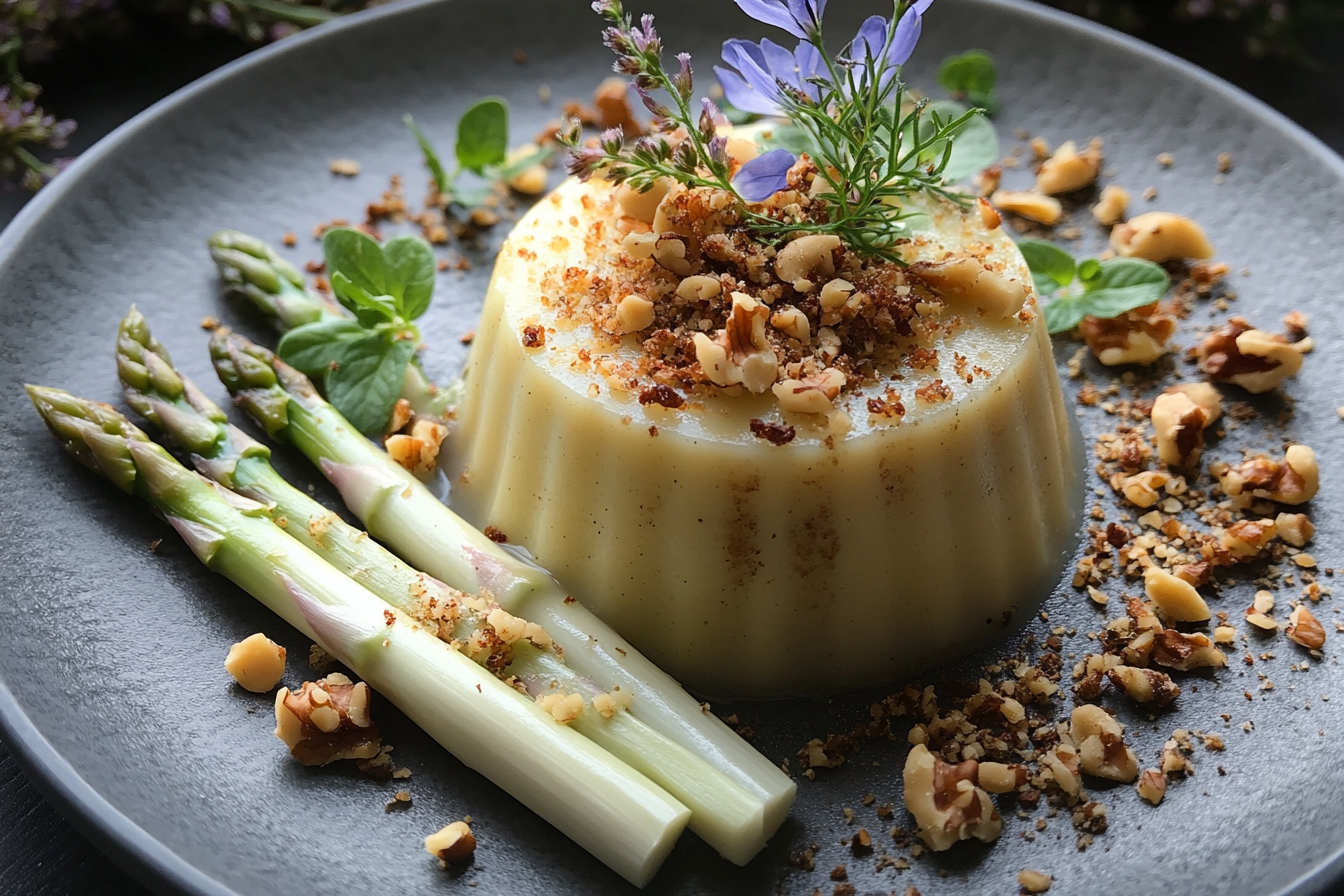 Weiße vegane Spargel-Panna-Cotta