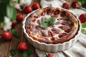 🍓 Veganer Clafoutis mit Erdbeere und Minze