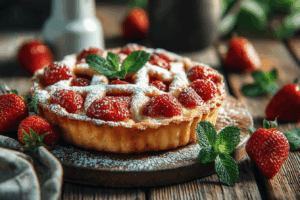 🍓 Veganer Clafoutis mit Erdbeere und Minze