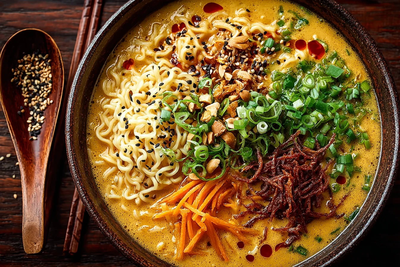 Cremige Erdnussbutter-Nudelsuppe