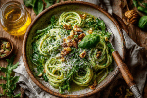 Spaghetti mit Rucola-Pesto
