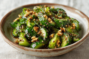 Salade de concombre au sésame et à l’umami