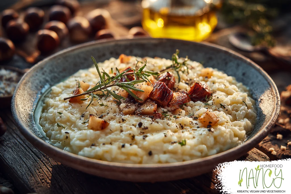 Risotto aus Kastanien und Birnen