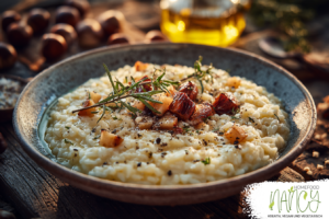 Veganes Kastanien-Birnen-Risotto