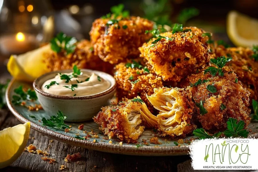 Goldbraun frittierte Austernpilz