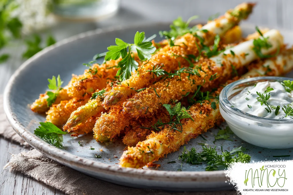 Knusprig panierter Spargel