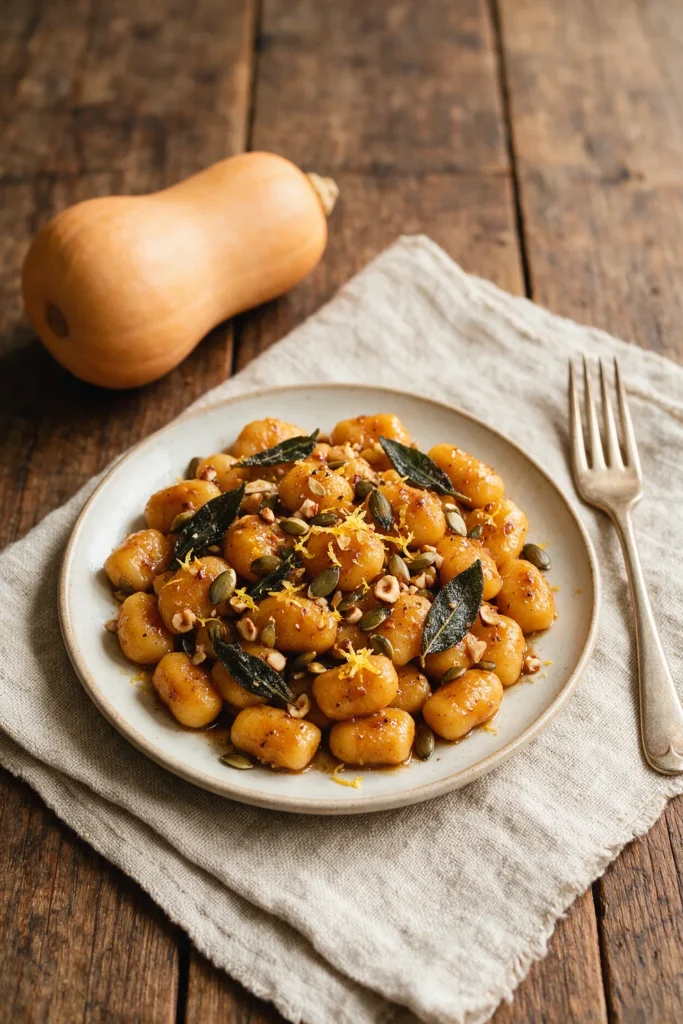 Vegane Kürbis-Gnocchi mit Salbeibutter – Rezept